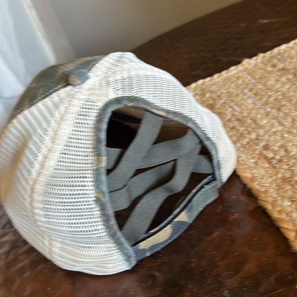 “TWO” women’s distressed ball caps adjustable & made for pony tails. “New” - Picture 5 of 8